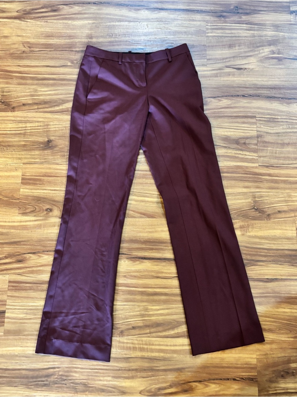 Theory Women's Burgundy Straight-Leg Dress Trousers